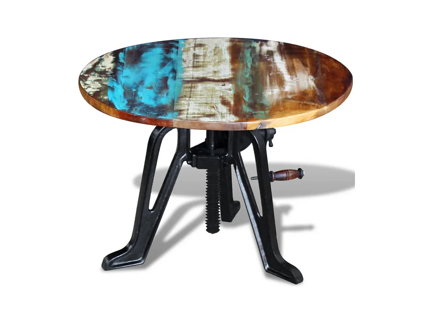 Bijzettafel Massief gerecycled hout Gietijzer 60x(42-63)cm