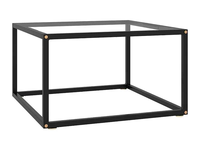 Zwarte salontafel met gehard glas 60x60x35 cm