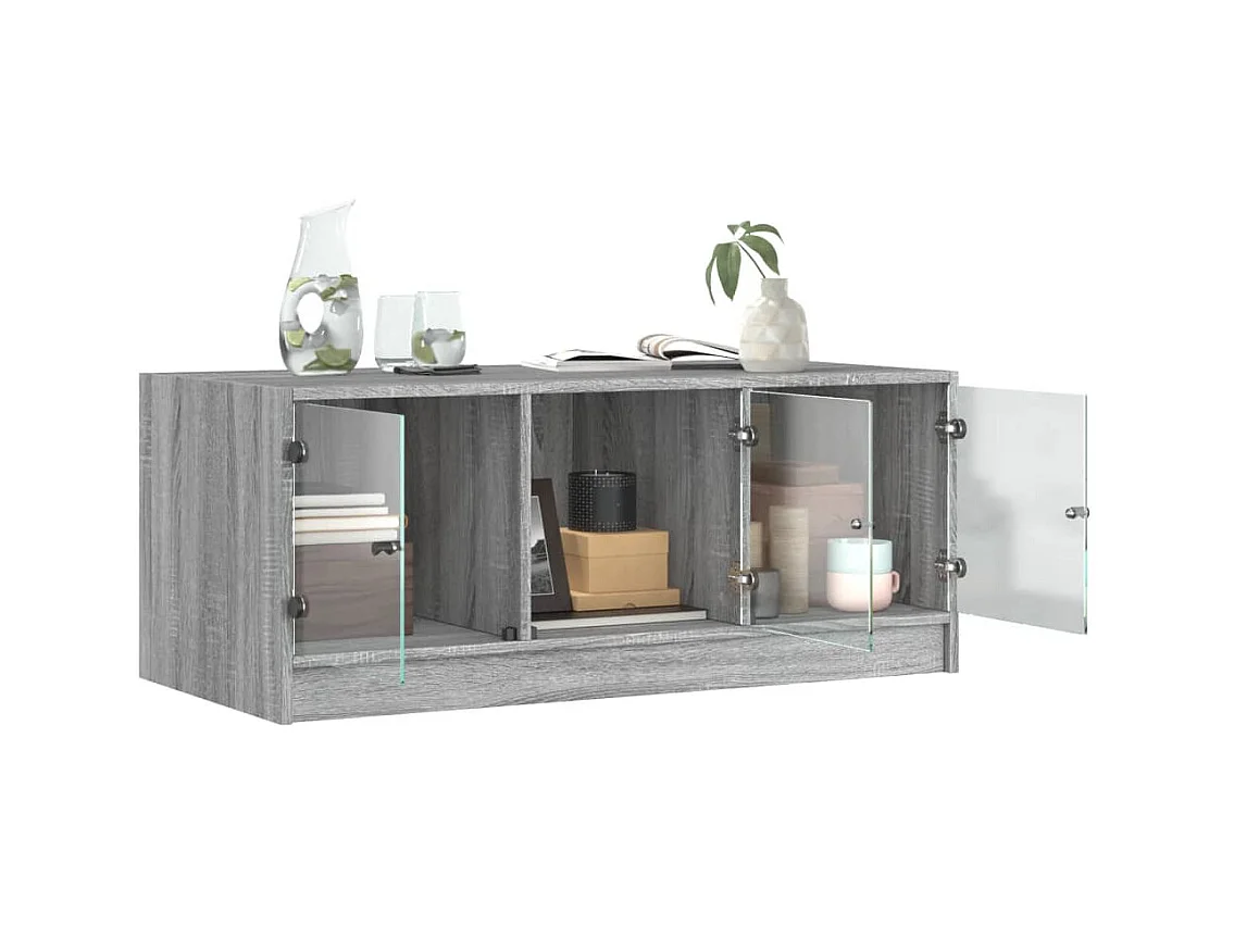 Salontafel met glazen deuren Sonoma Grey 102x50x42 cm