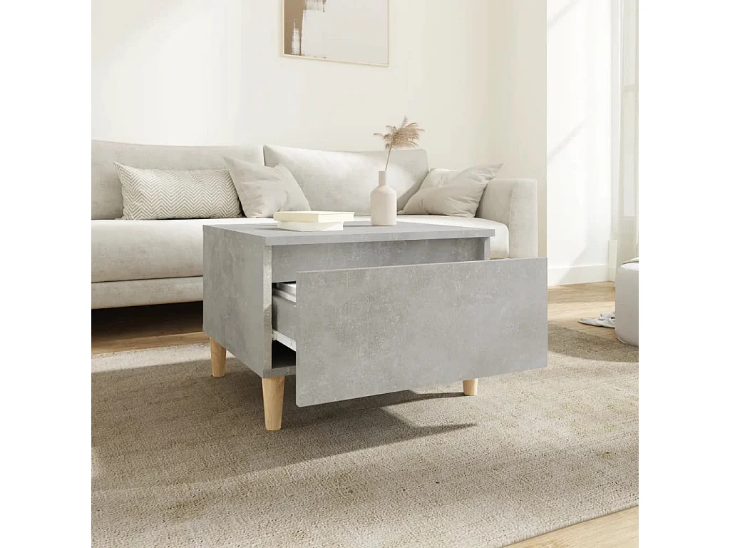 Mesa auxiliar de hormigón gris 50x46x35 cm Madera de ingeniería