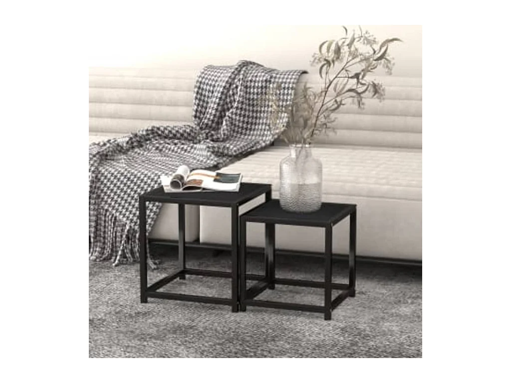 Tables à thé 2 pcs MDF Noir