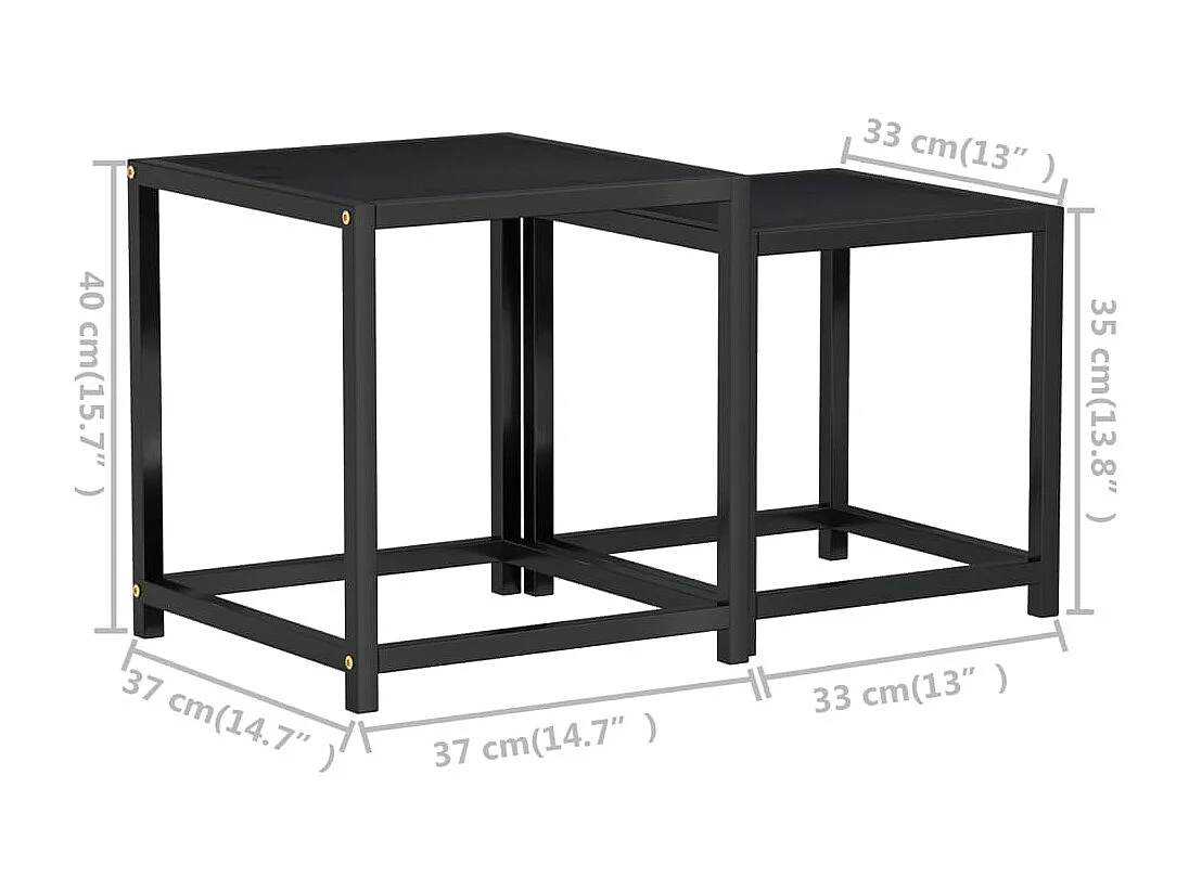 Tables à thé 2 pcs MDF Noir