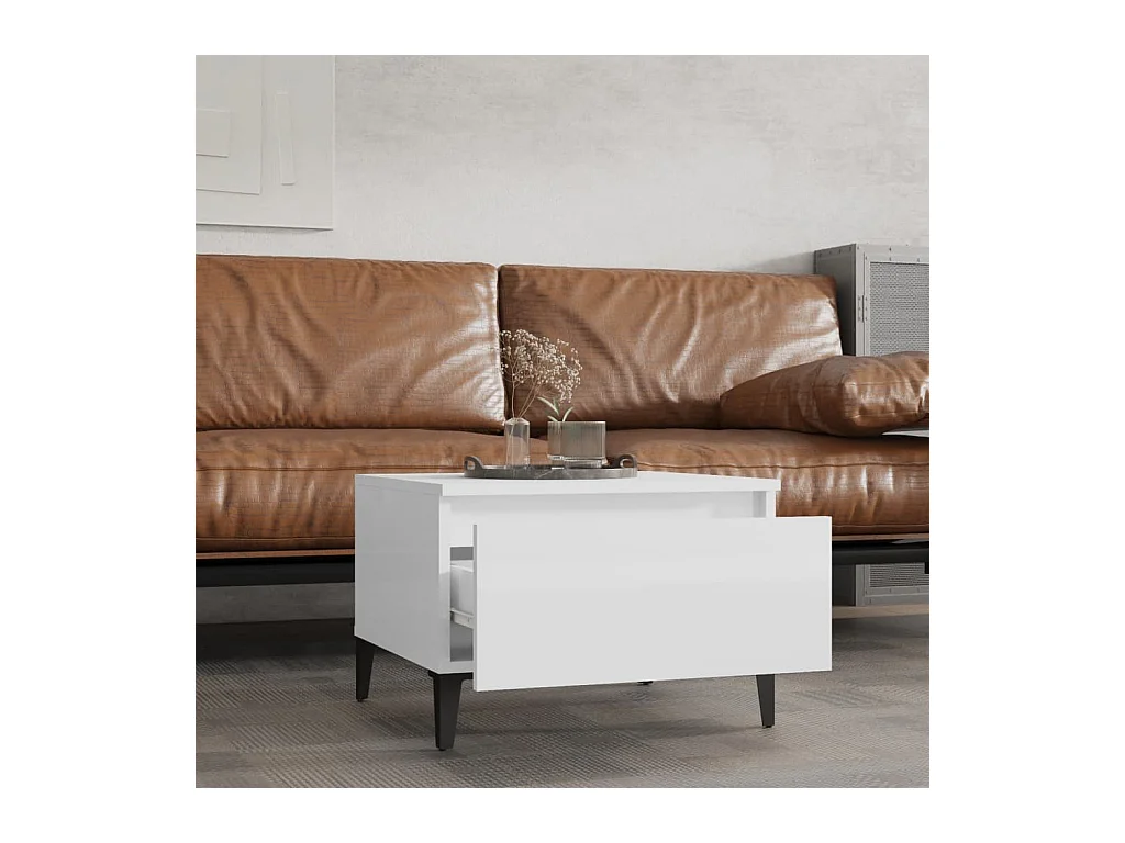 Bijzettafels 2 stuks Wit hoogglans 50x46x35cm Bewerkt hout