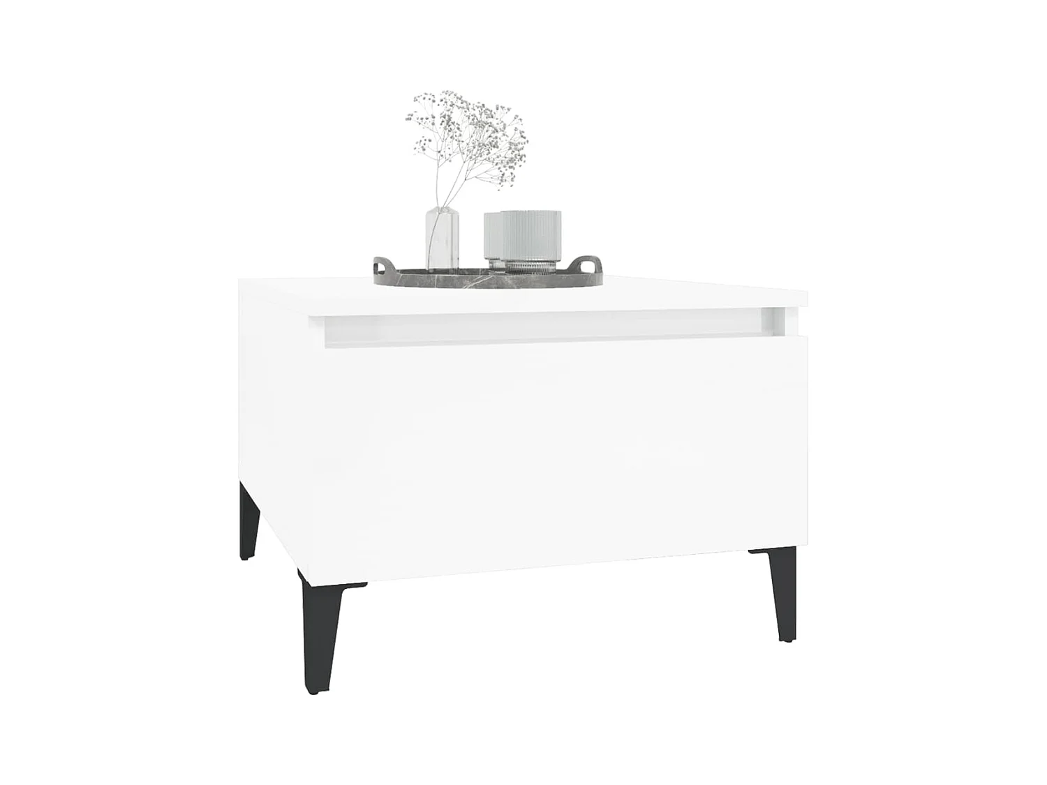 Bijzettafels 2 stuks Wit hoogglans 50x46x35cm Bewerkt hout