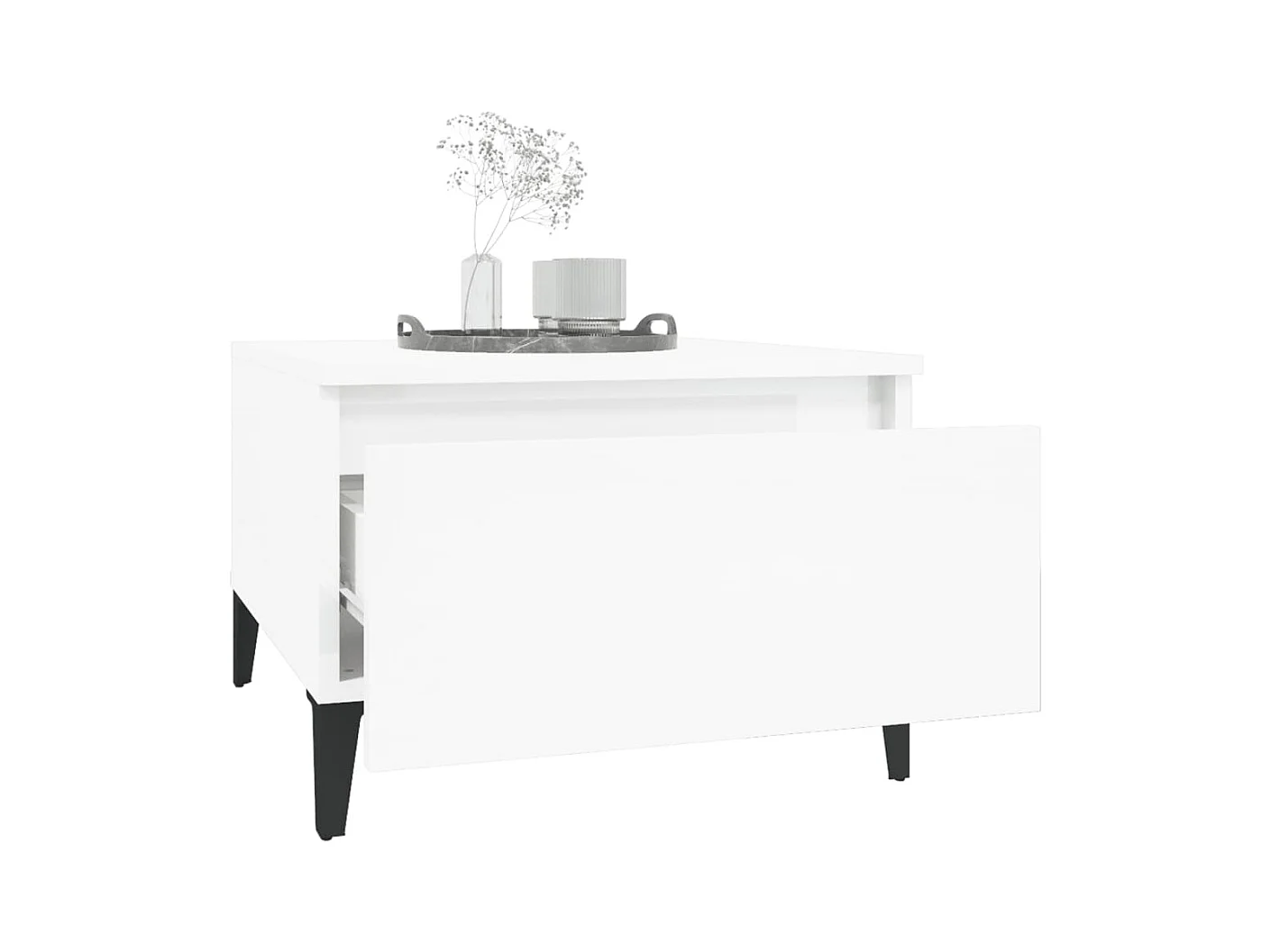 Bijzettafels 2 stuks Wit hoogglans 50x46x35cm Bewerkt hout