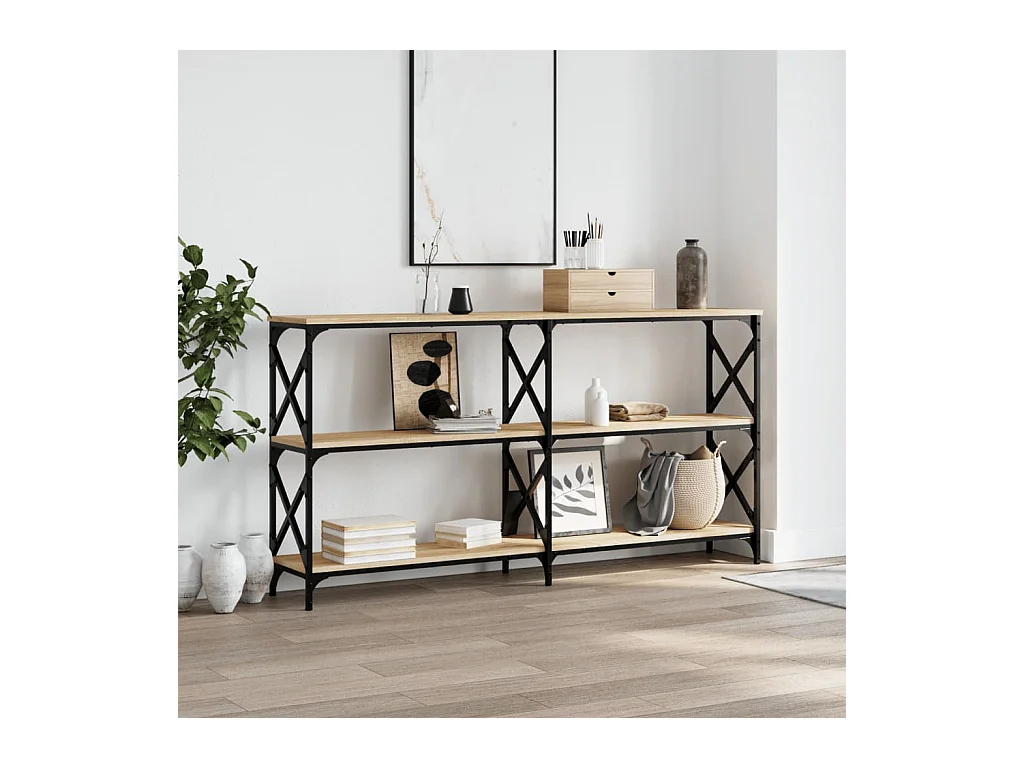 Table console chêne sonoma 156x28x80,5 cm bois d'ingénierie