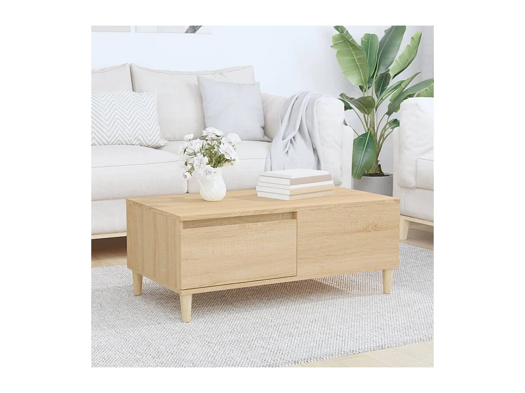 Mesa de centro de roble Sonoma 90x50x36,5 cm Madera de ingeniería