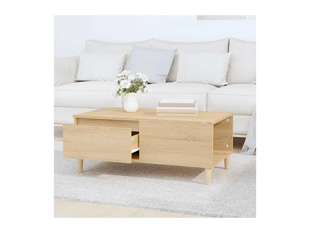 Mesa de centro de roble Sonoma 90x50x36,5 cm Madera de ingeniería