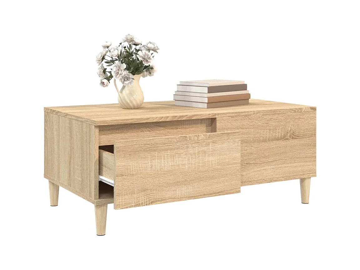 Mesa de centro de roble Sonoma 90x50x36,5 cm Madera de ingeniería