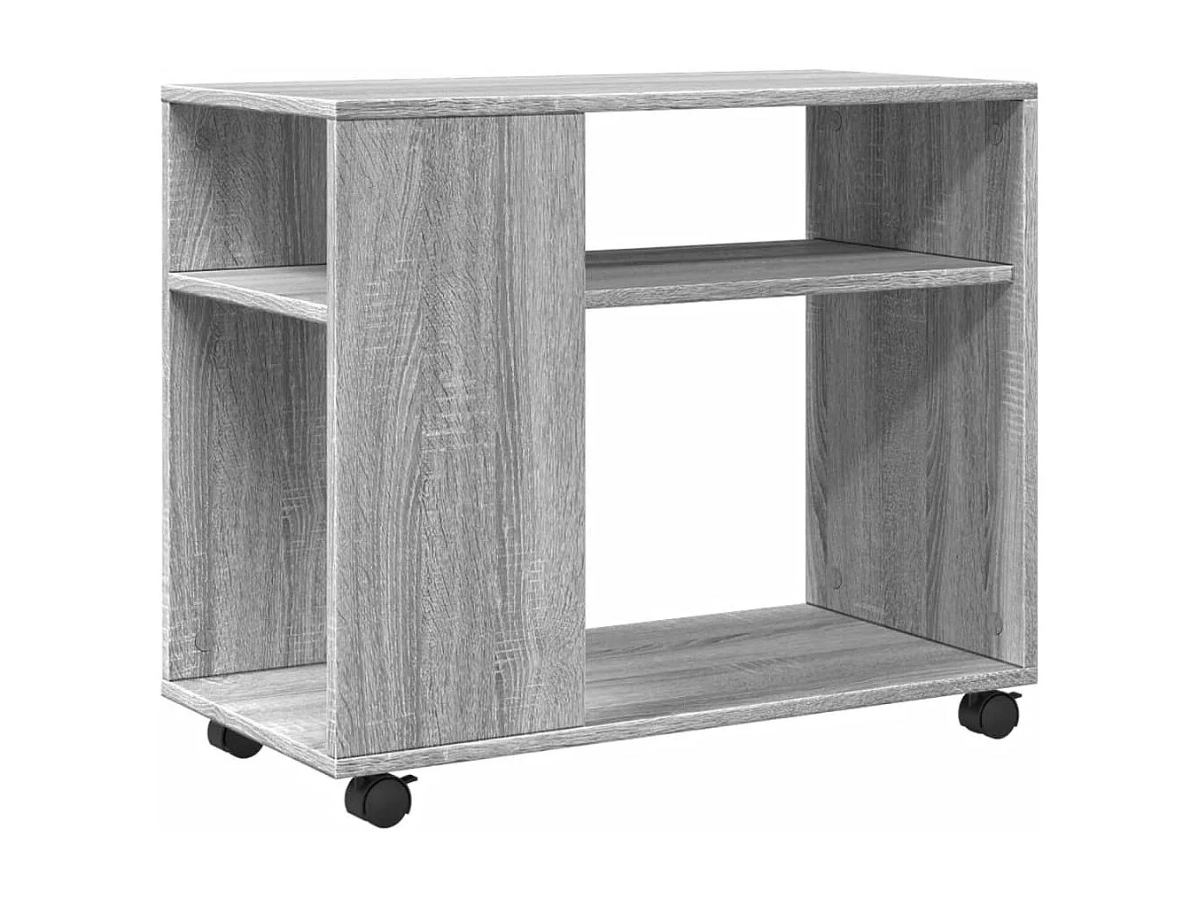 Tavolino laterale in legno ingegnerizzato grigio Sonoma con ruote