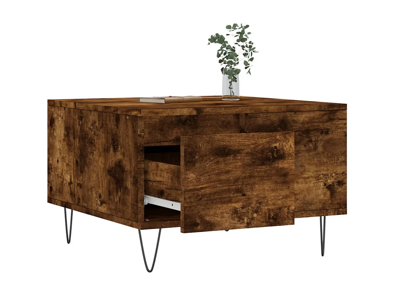 Table basse chêne fumé 55x55x36,5 cm bois d'ingénierie