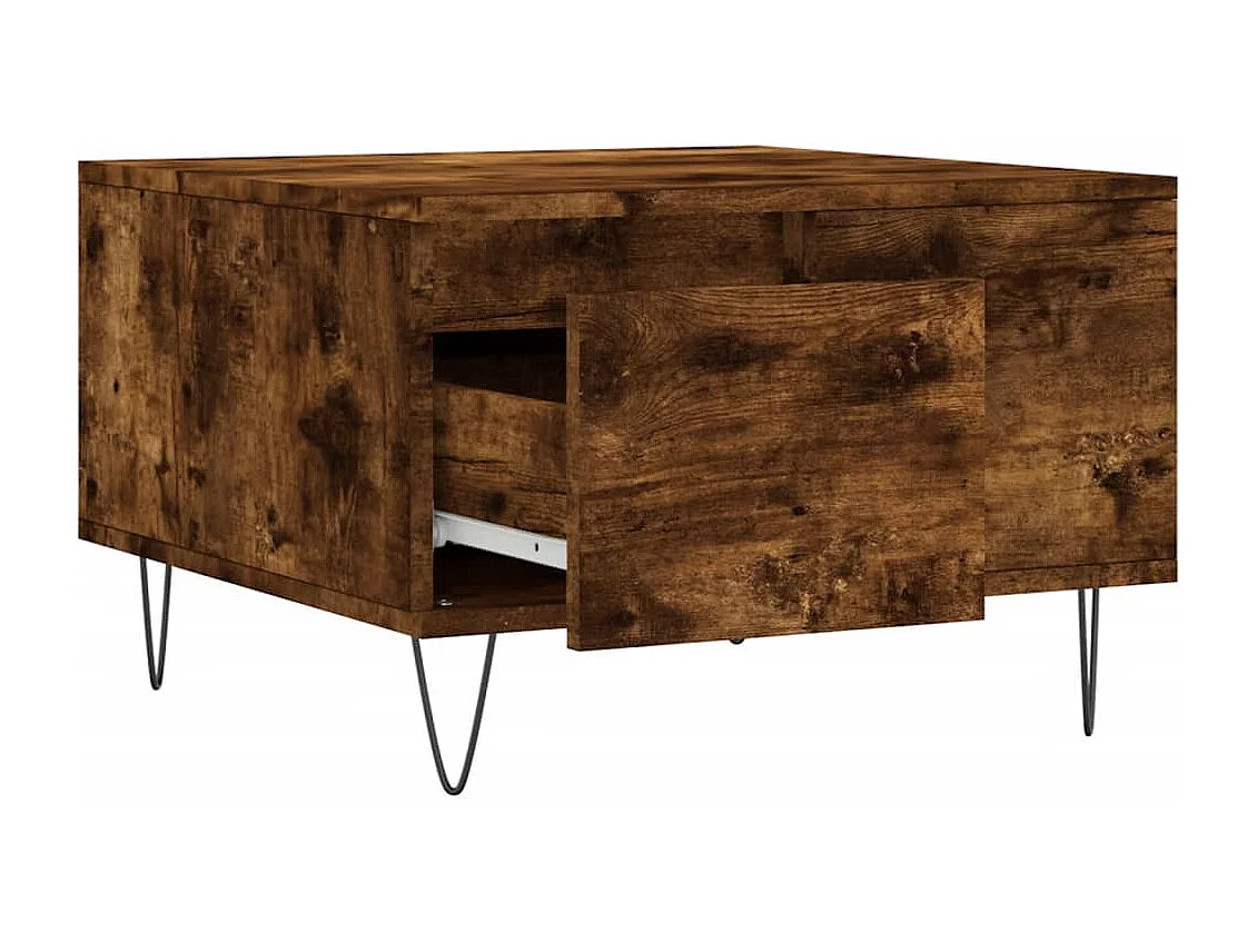 Table basse chêne fumé 55x55x36,5 cm bois d'ingénierie