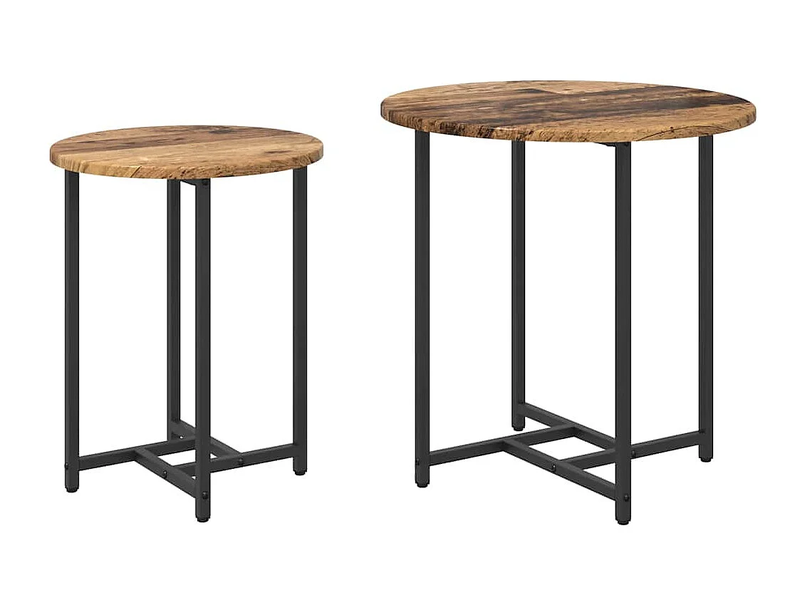 Ensemble de tables d'appoint 2 pcs Bois ancien et noir