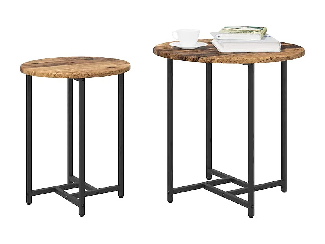 Ensemble de tables d'appoint 2 pcs Bois ancien et noir