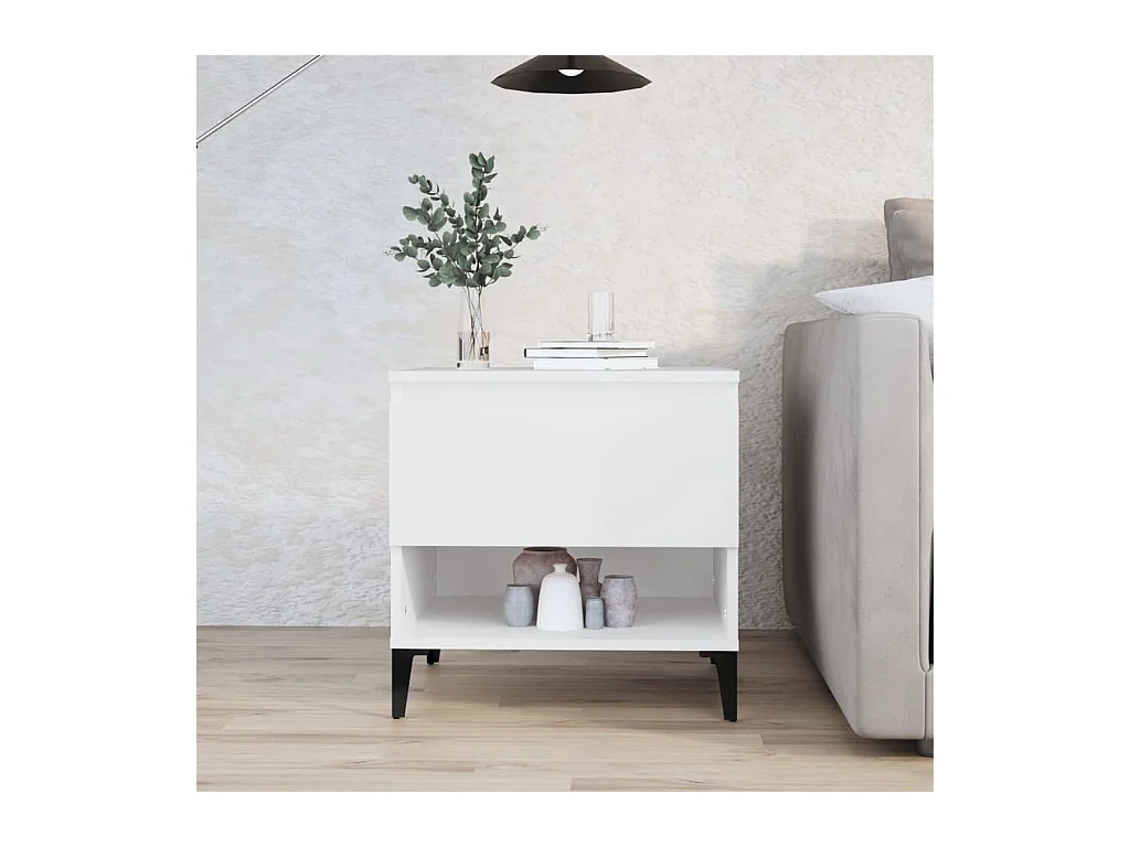 Table d'appoint Blanc 50x46x50 cm Bois d’ingénierie