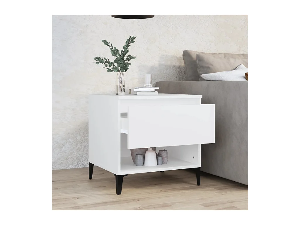 Table d'appoint Blanc 50x46x50 cm Bois d’ingénierie