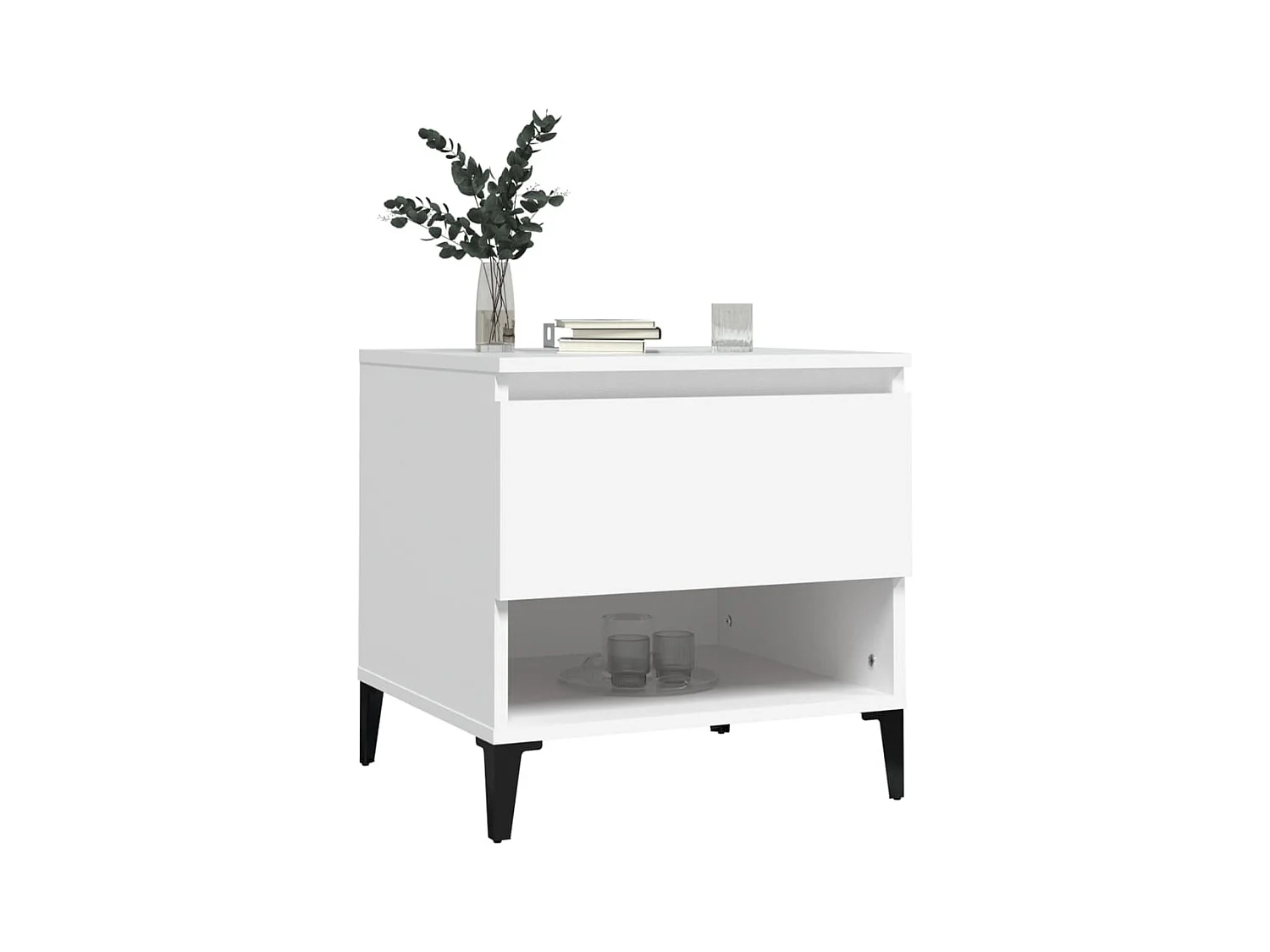 Table d'appoint Blanc 50x46x50 cm Bois d’ingénierie