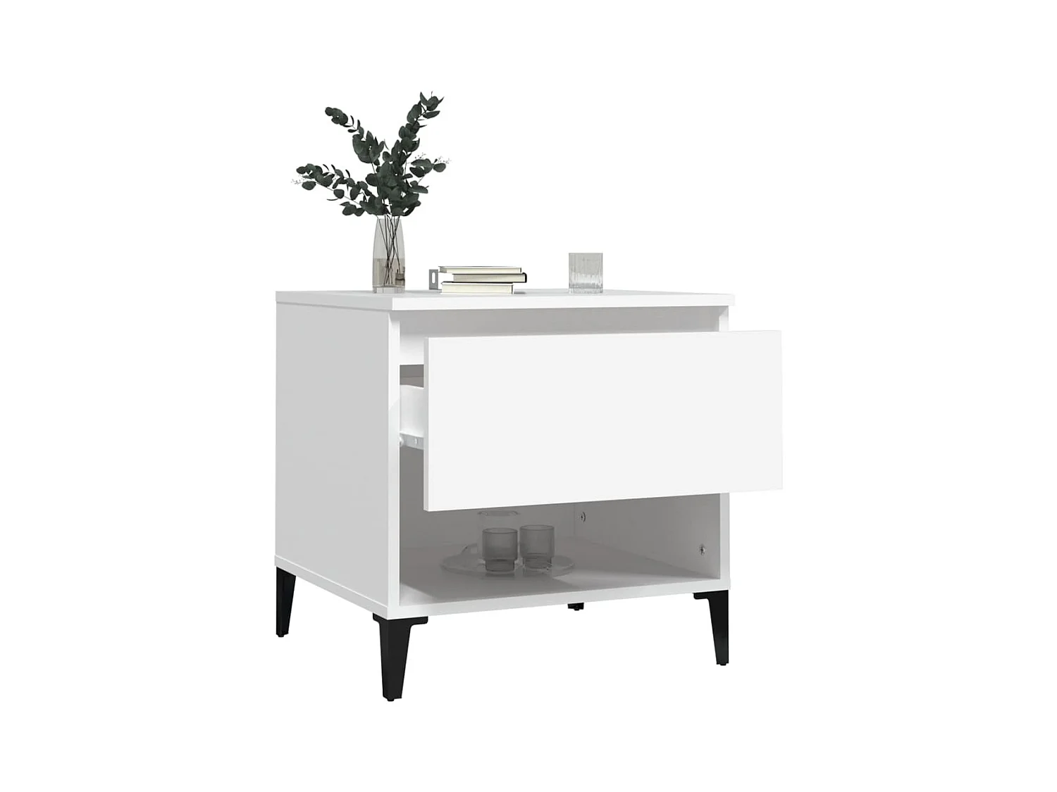 Table d'appoint Blanc 50x46x50 cm Bois d’ingénierie