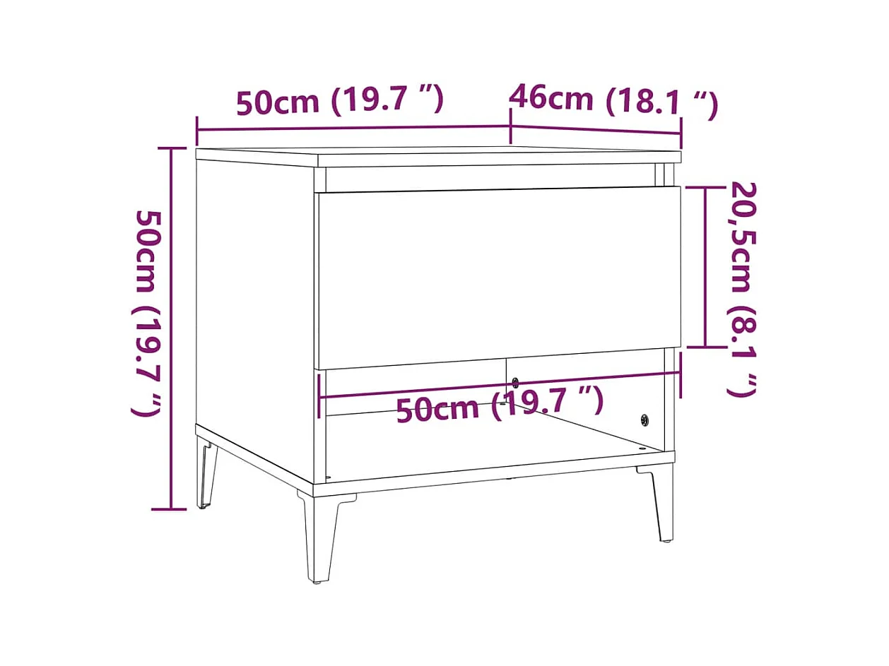 Table d'appoint Blanc 50x46x50 cm Bois d’ingénierie