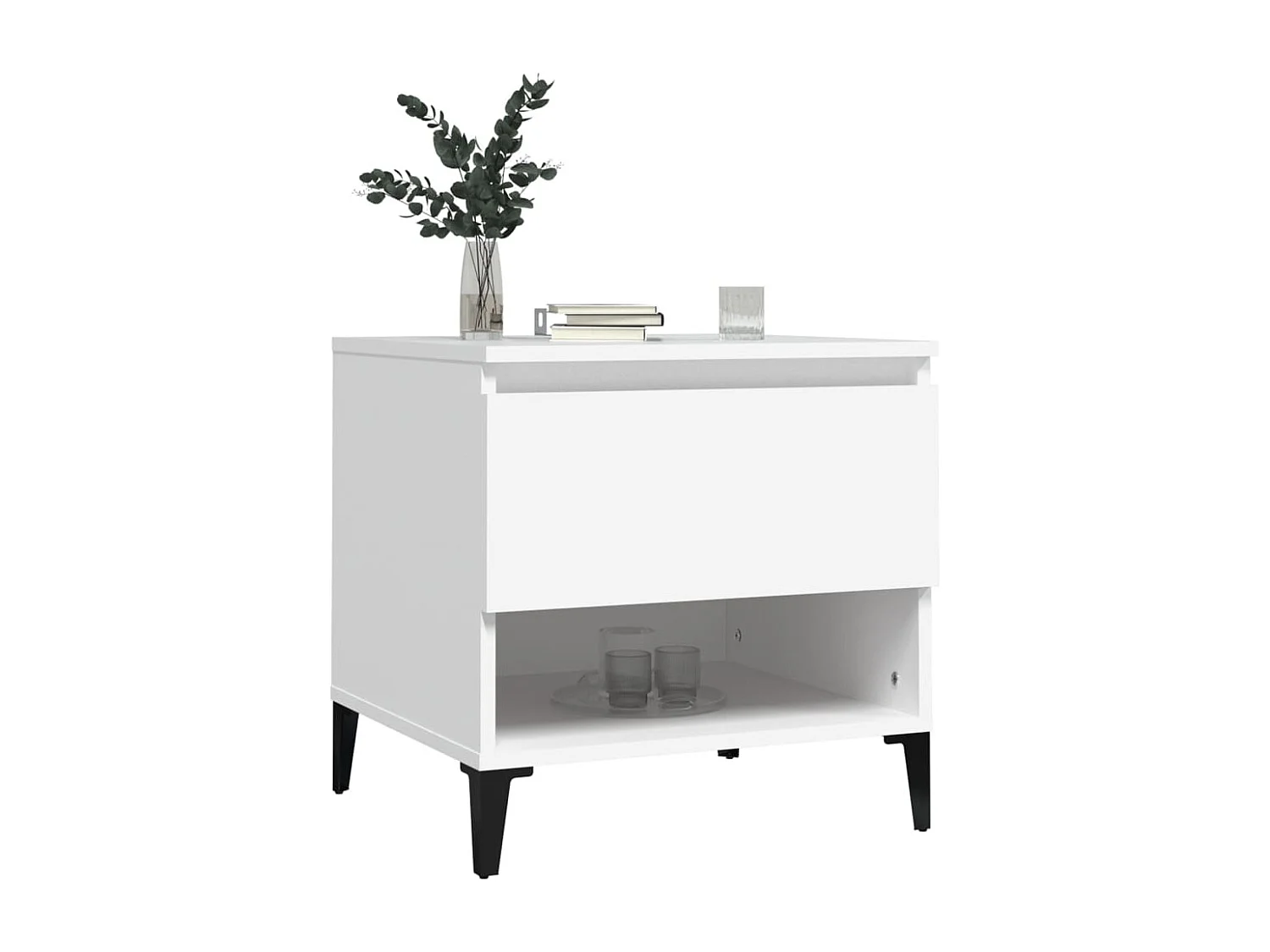 Table d'appoint Blanc 50x46x50 cm Bois d’ingénierie