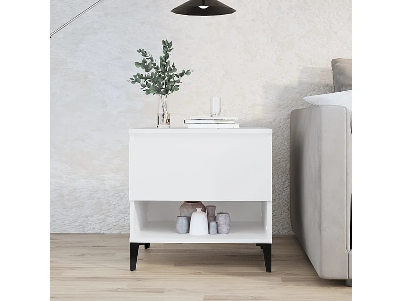 Table d'appoint Blanc 50x46x50 cm Bois d’ingénierie