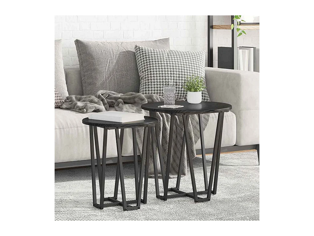 Ensemble de tables d'appoint 2 pcs Chêne noir 50 x 50 x 50.5 cm