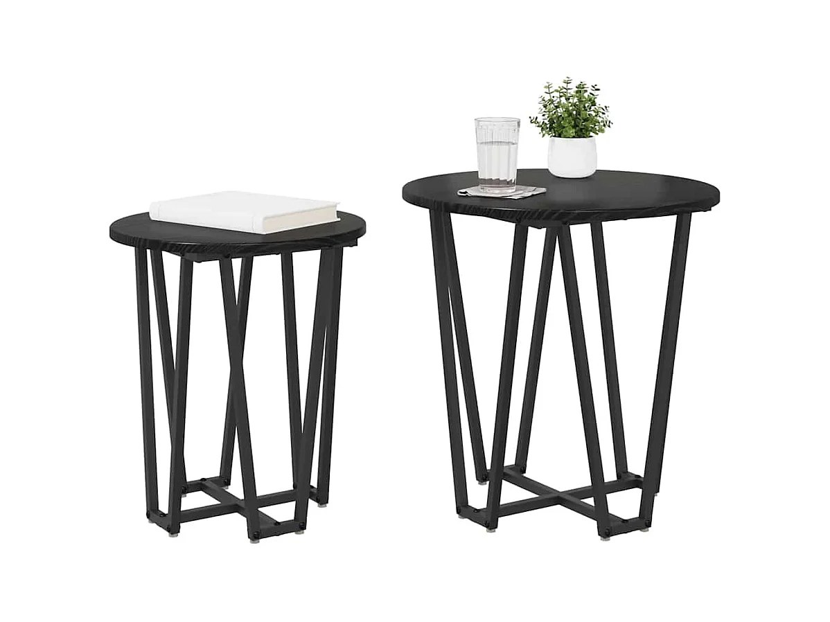 Ensemble de tables d'appoint 2 pcs Chêne noir 50 x 50 x 50.5 cm