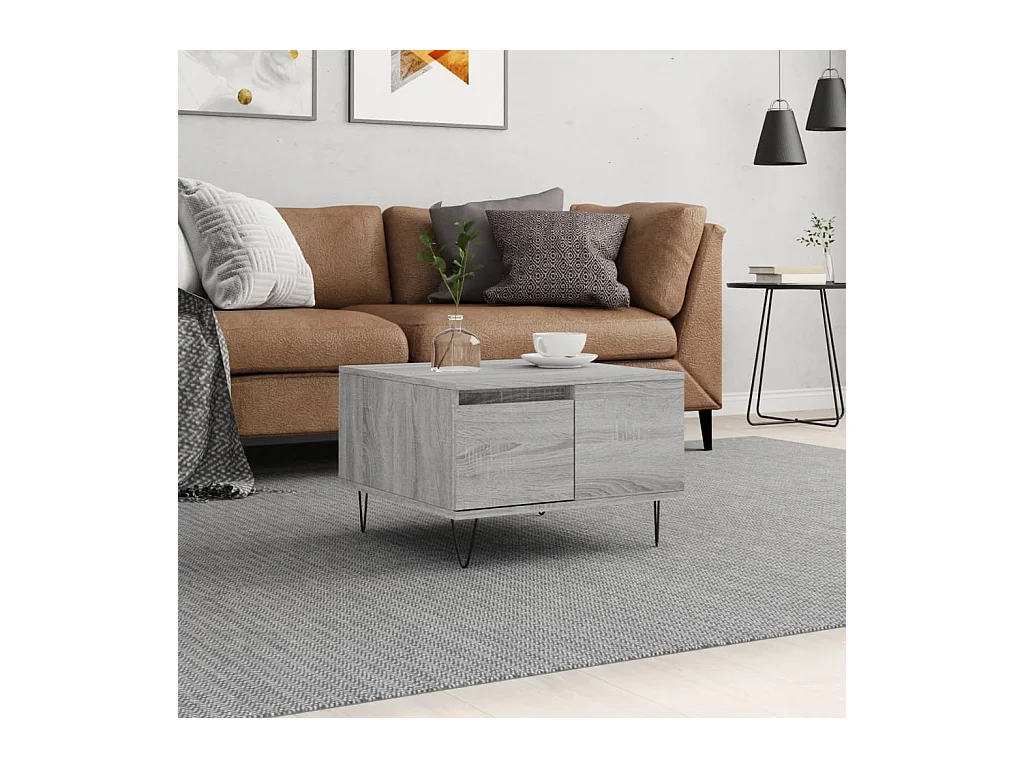 Tavolino da caffè Sonoma grigio 55x55x36,5 cm in legno ingegnerizzato