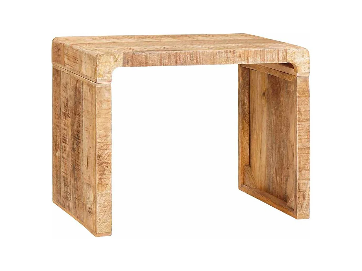 Tavolino laterale marrone 60 x 35 x 45 cm in legno massello di mango