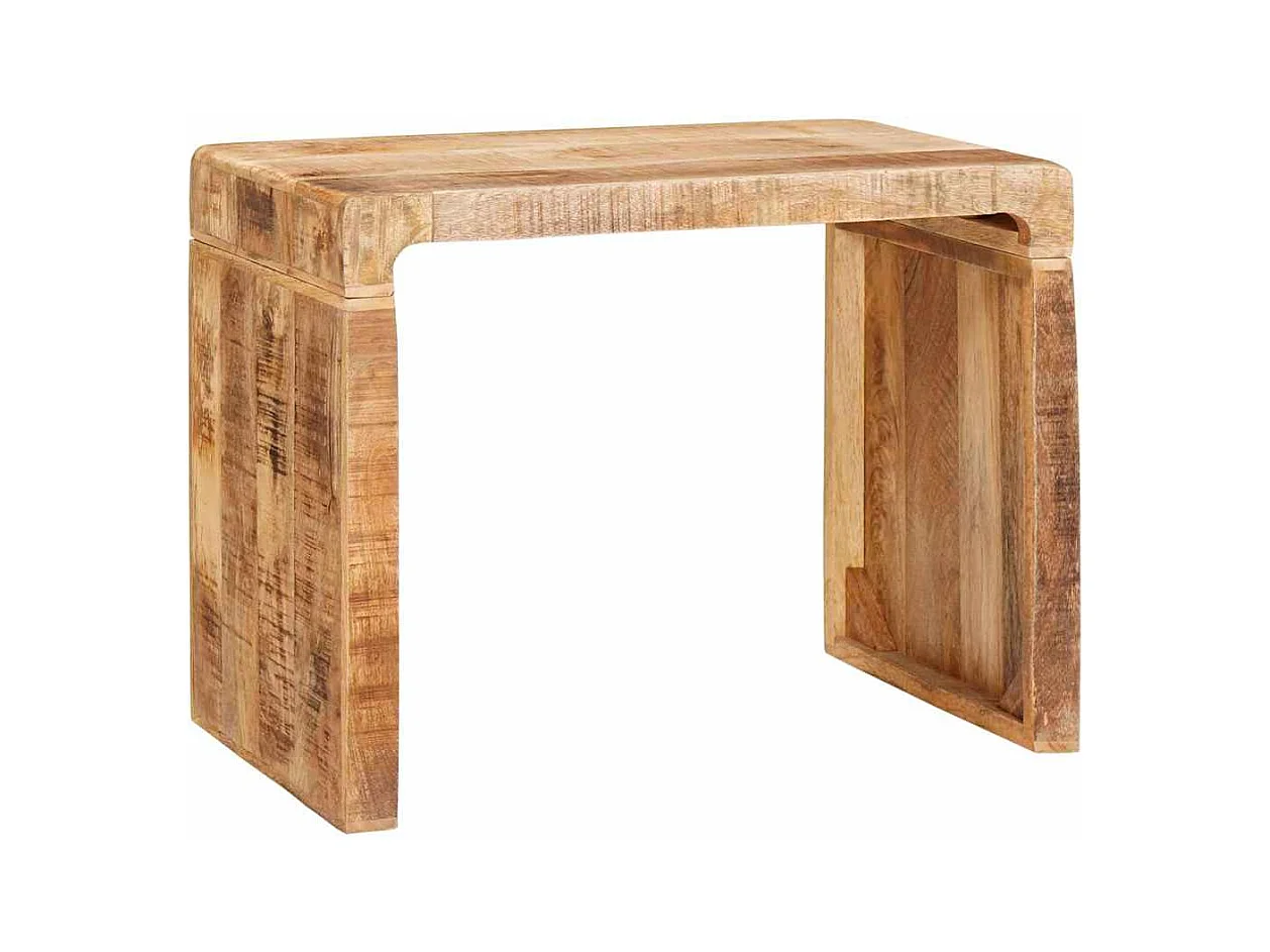 Tavolino laterale marrone 60 x 35 x 45 cm in legno massello di mango