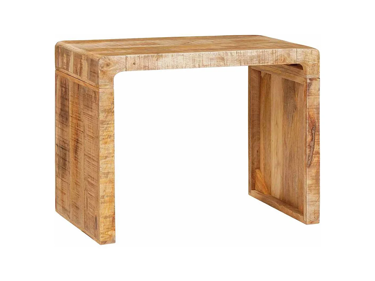 Tavolino laterale marrone 60 x 35 x 45 cm in legno massello di mango