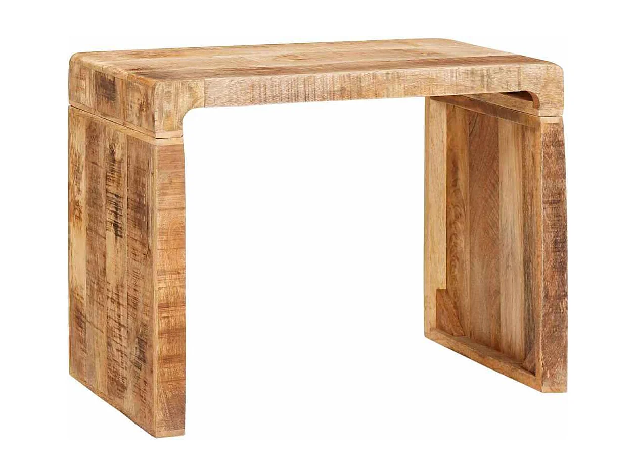 Mesa auxiliar marrón 60 x 35 x 45 cm madera maciza de mango