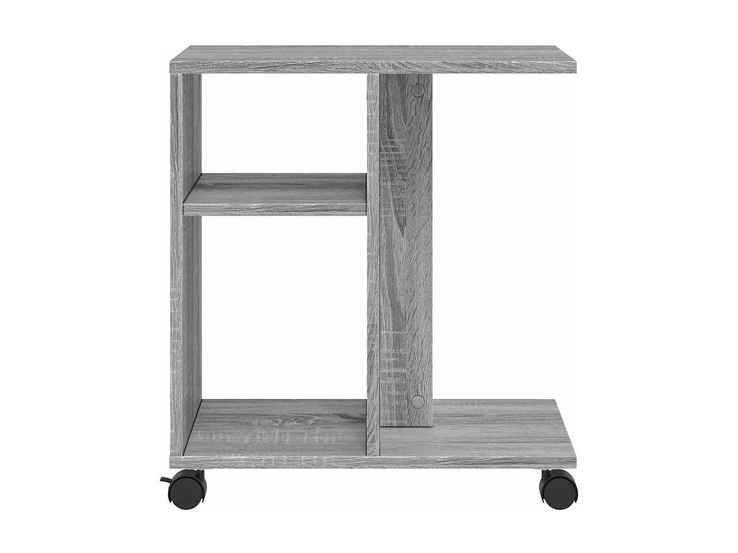 Tavolino laterale in legno ingegnerizzato grigio Sonoma con ruote