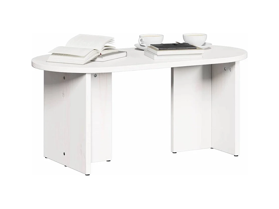 Tavolino da caffè Bianco 80 x 39,5 x 35 cm Legno massello di pino