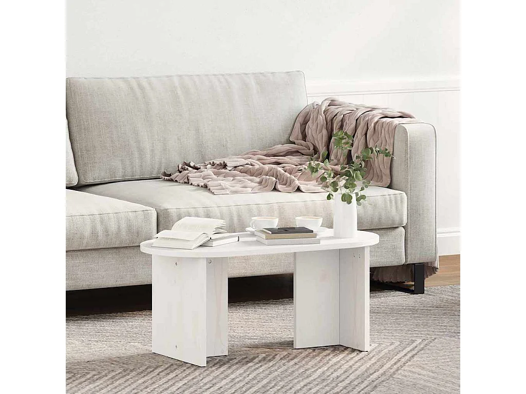 Couchtisch Weiß 80 x 39,5 x 35 cm Massivholz Kiefer