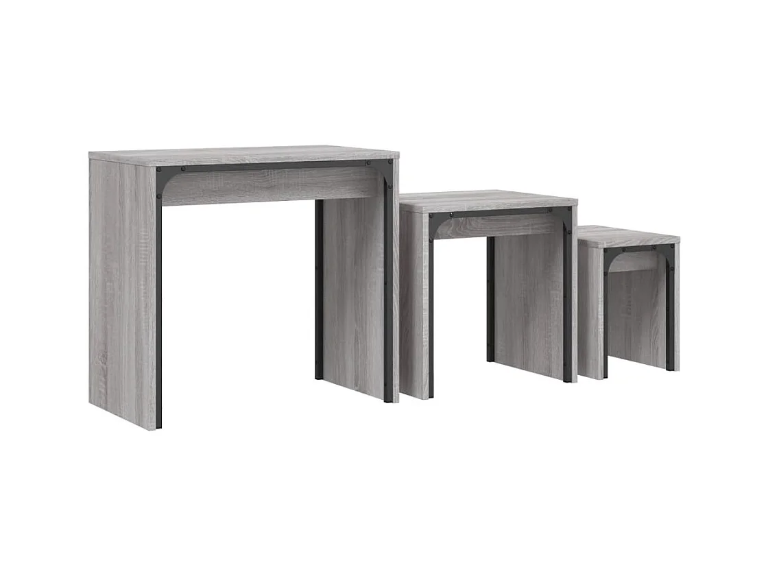 Tables basses gigognes 3 pcs sonoma gris bois d'ingénierie