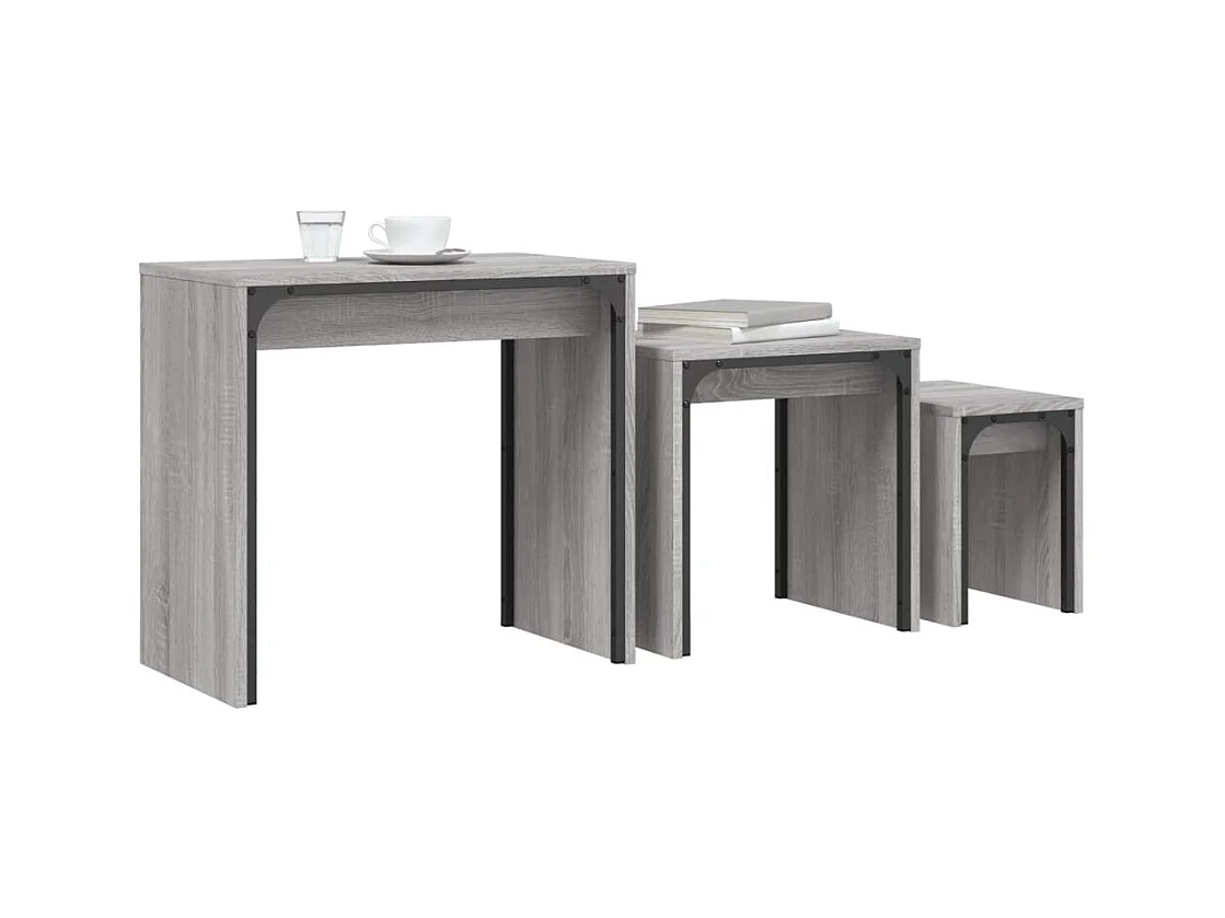 Tables basses gigognes 3 pcs sonoma gris bois d'ingénierie