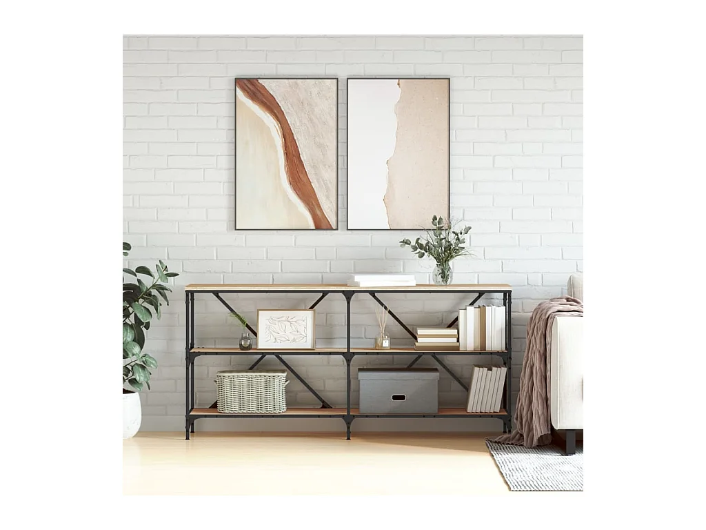 Sonoma eiken consoletafel 160x30x75cm bewerkt hout en ijzer