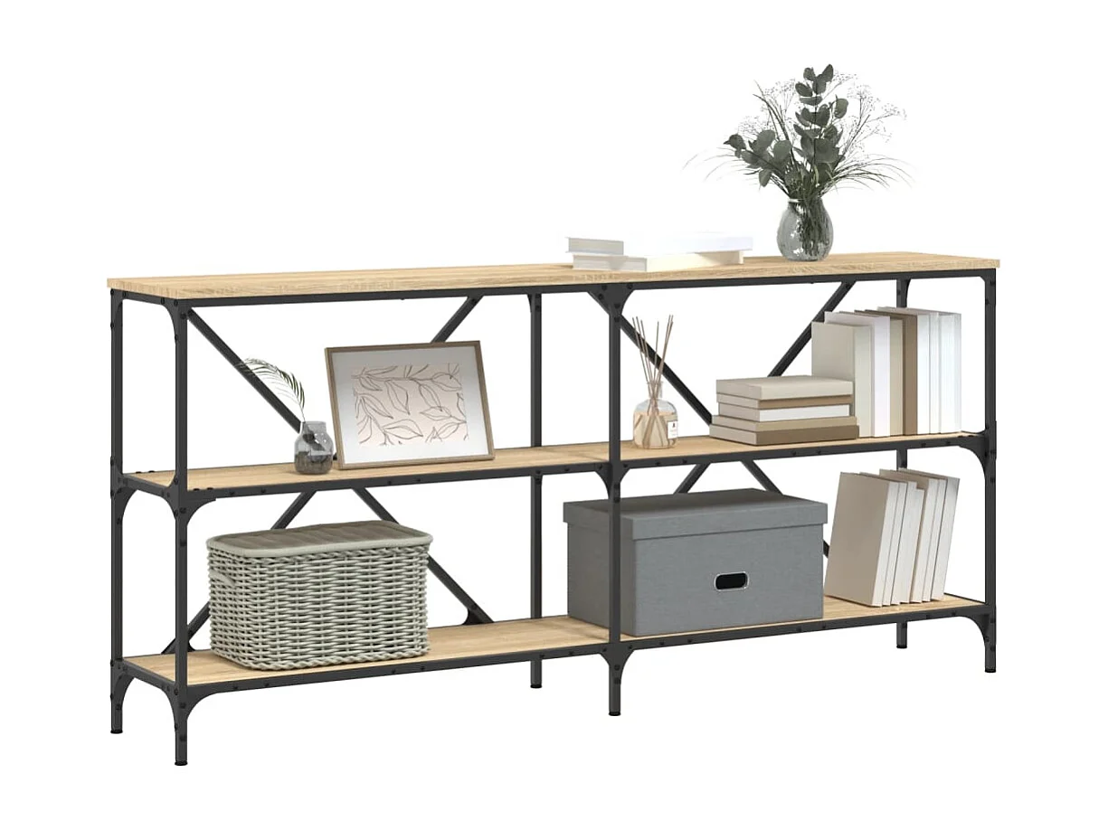 Sonoma eiken consoletafel 160x30x75cm bewerkt hout en ijzer