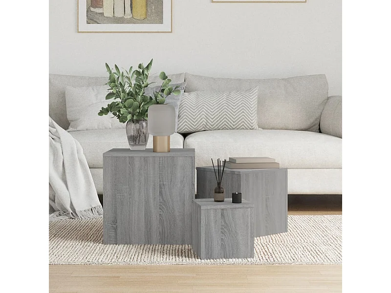 Set di tavolini laterali Sonoma Gray da 3 pezzi in legno ingegnerizzato