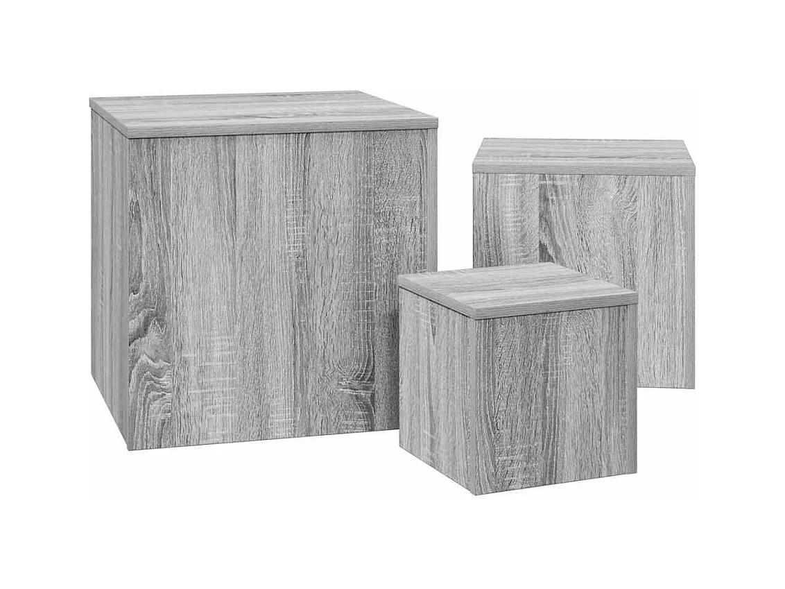 Sonoma Gray 3-delige bijzettafelset van bewerkt hout