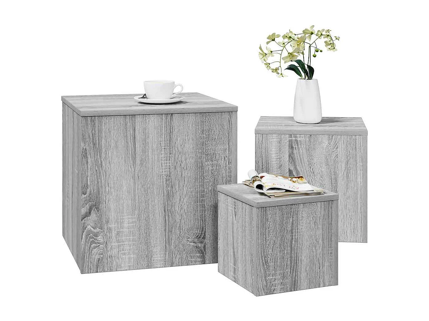 Tables d'appoint 3 pcs Sonoma gris Bois d'ingénierie