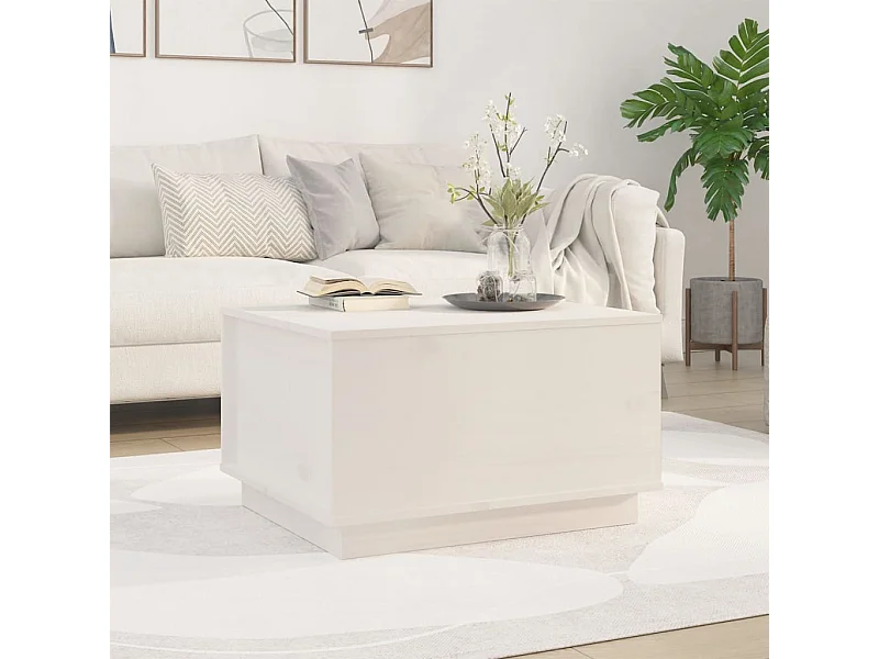 Table basse Blanc 60x50x35 cm Bois massif de pin