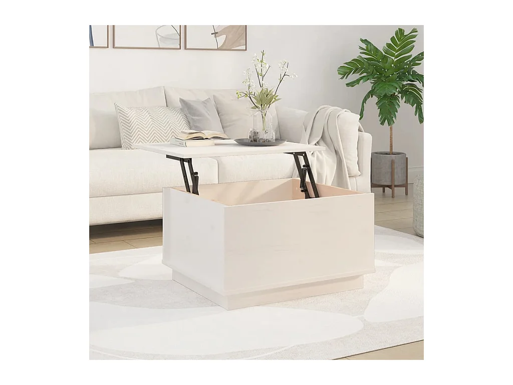Table basse Blanc 60x50x35 cm Bois massif de pin