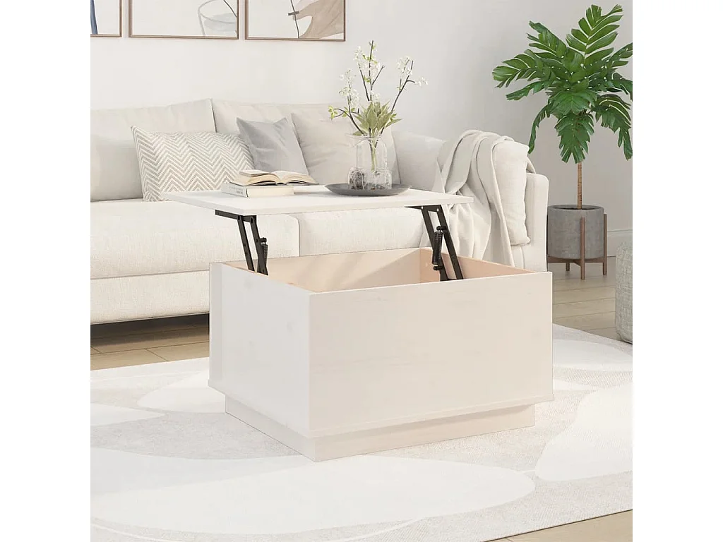 Salontafel Wit 60x50x35 cm Massief grenenhout