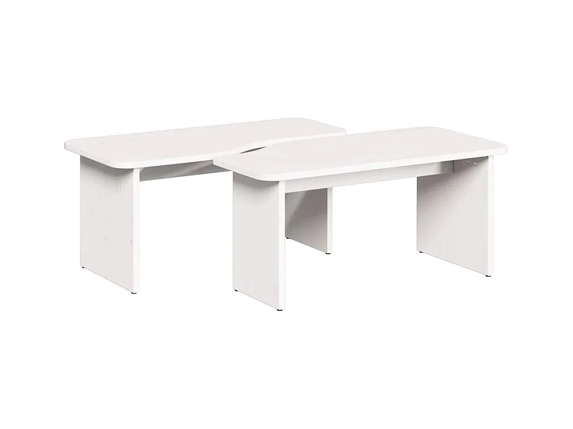 Table basse 2 pcs Blanc 100 x 69 x 35.5 cm Bois massif en pin