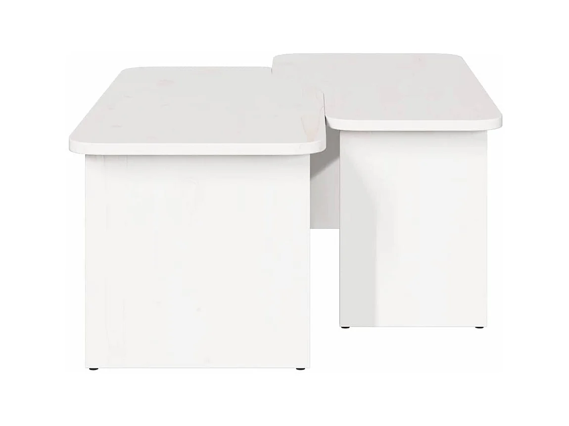 Table basse 2 pcs Blanc 100 x 69 x 35.5 cm Bois massif en pin