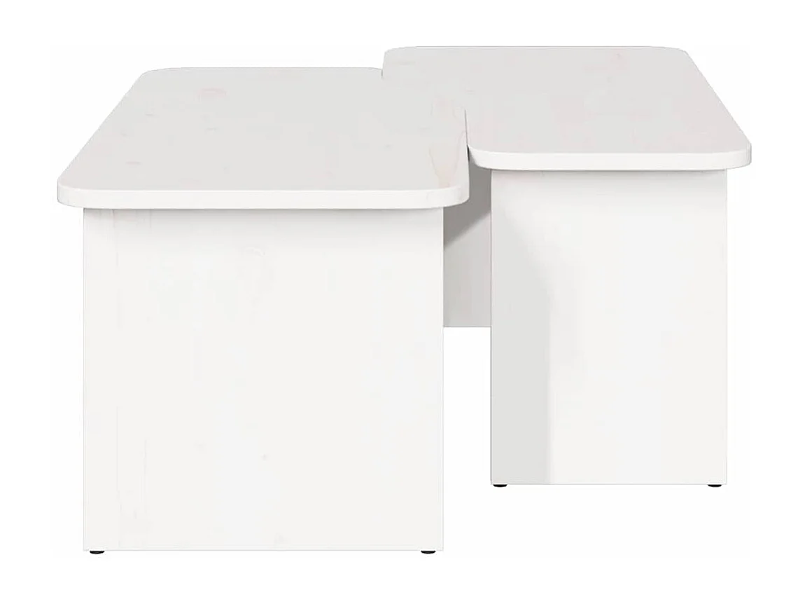 Table basse 2 pcs Blanc 100 x 69 x 35.5 cm Bois massif en pin