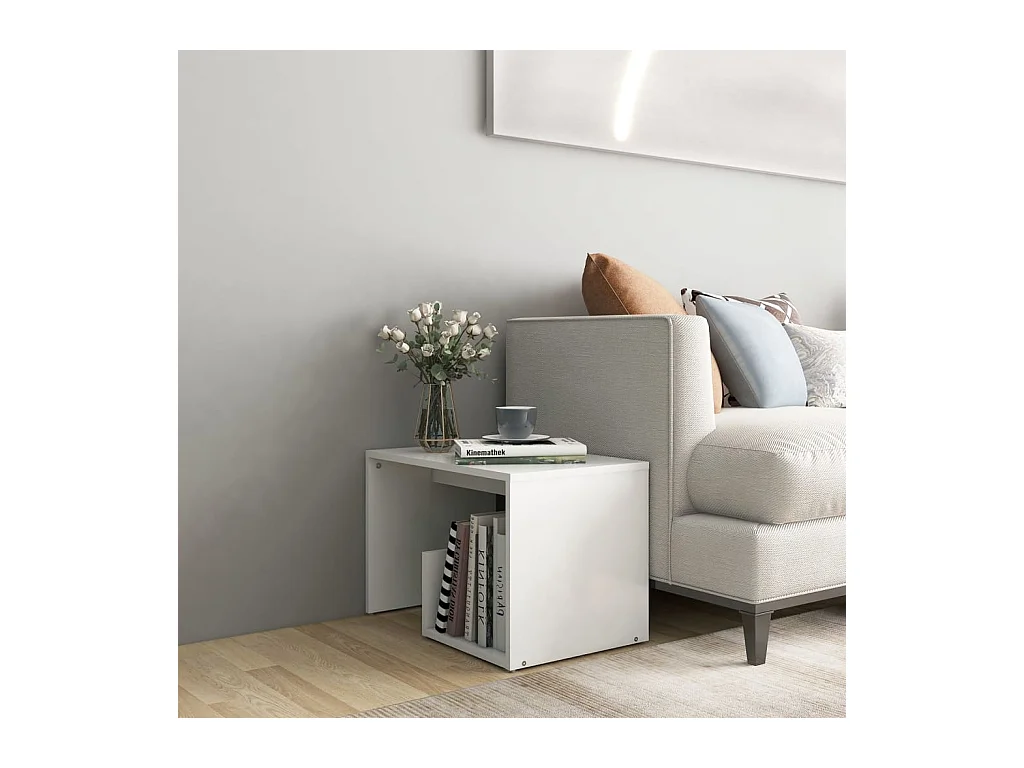 Table d'appoint blanc 59x36x38 cm bois d'ingénierie