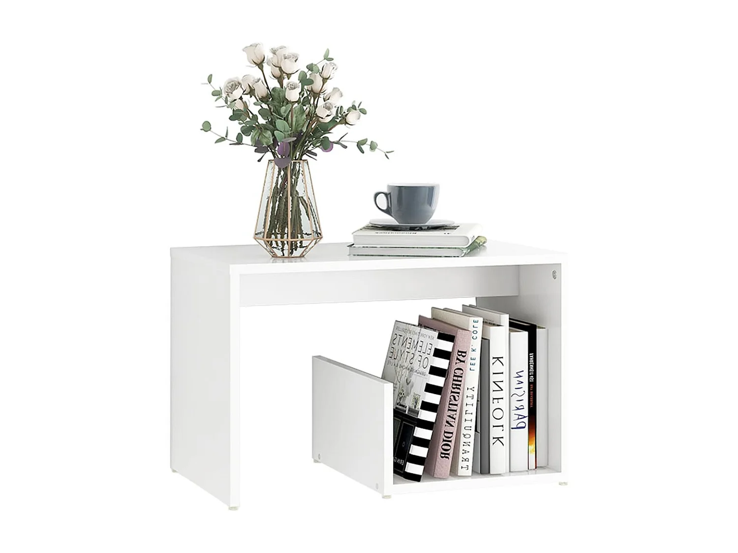 Table d'appoint blanc 59x36x38 cm bois d'ingénierie